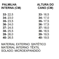 0100 tabela de medidas