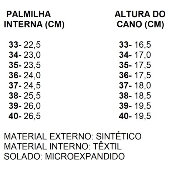 0100 tabela de medidas