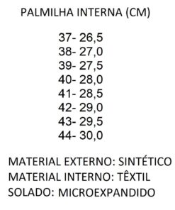 tabela tamanho 031