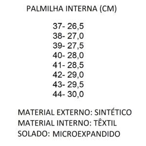 tabela tamanho 031